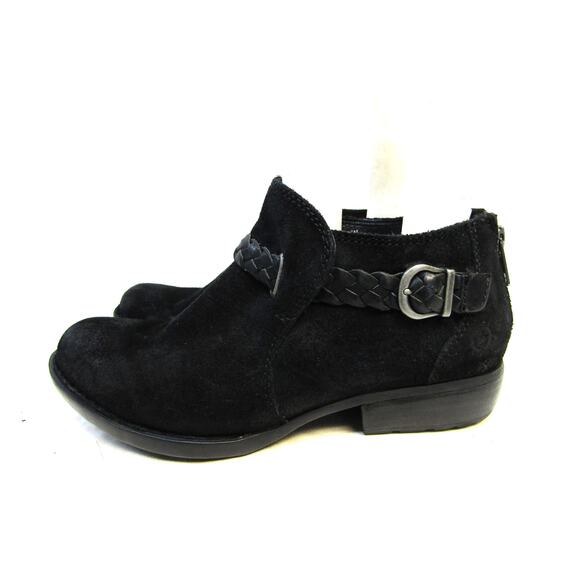 Born Womens Size 6 M Black Suede Zip Buckle Ankle Fashion Boots Bootie - Picture 1 of 11